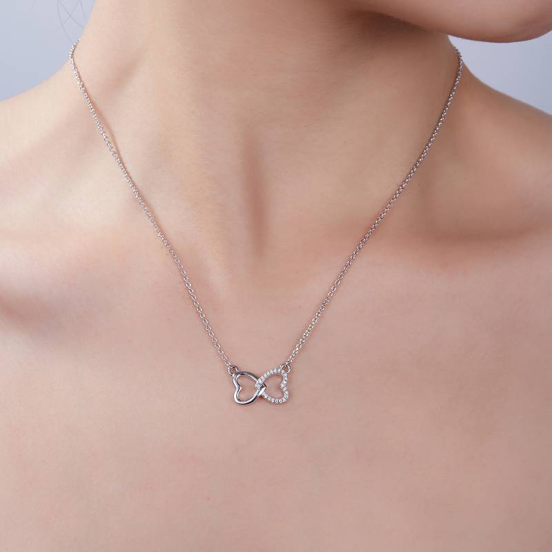 比芯爱心PendantS925银Moissanite厘石D级0.1ct